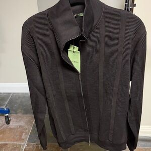 Men's Dark Brown Zip-Up Sweater